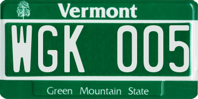 VT license plate WGK005