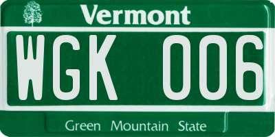 VT license plate WGK006