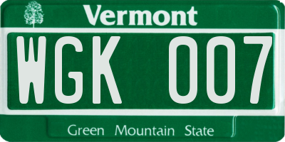 VT license plate WGK007