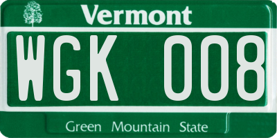 VT license plate WGK008