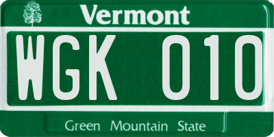 VT license plate WGK010