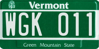 VT license plate WGK011