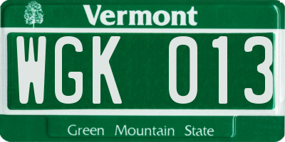 VT license plate WGK013