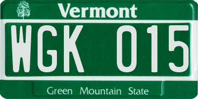 VT license plate WGK015