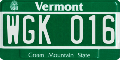 VT license plate WGK016