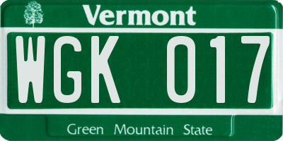VT license plate WGK017