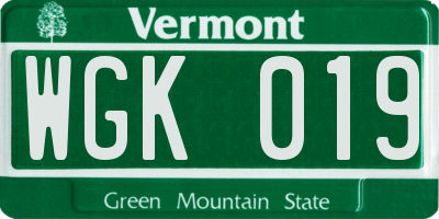 VT license plate WGK019