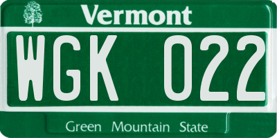 VT license plate WGK022