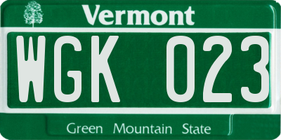 VT license plate WGK023