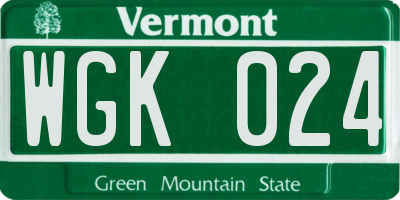 VT license plate WGK024