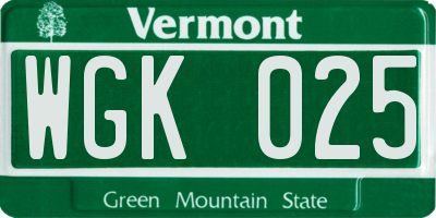 VT license plate WGK025