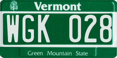 VT license plate WGK028