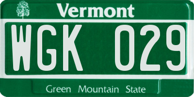 VT license plate WGK029
