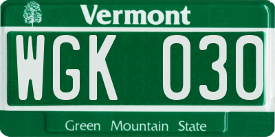 VT license plate WGK030