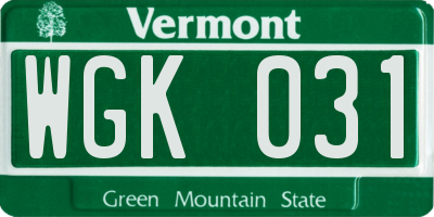 VT license plate WGK031