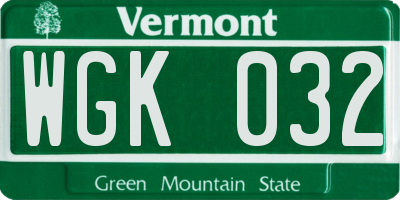 VT license plate WGK032