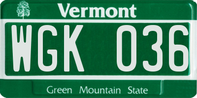 VT license plate WGK036