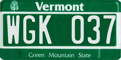 VT license plate WGK037
