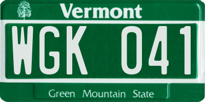 VT license plate WGK041