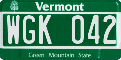 VT license plate WGK042