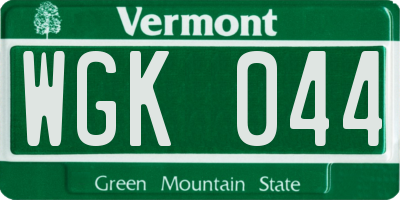VT license plate WGK044