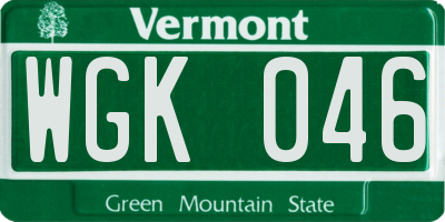 VT license plate WGK046