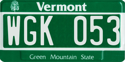 VT license plate WGK053