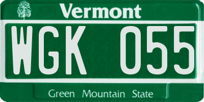VT license plate WGK055