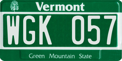 VT license plate WGK057