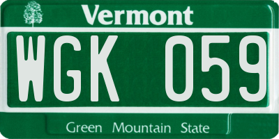 VT license plate WGK059