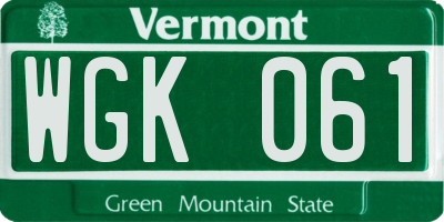 VT license plate WGK061