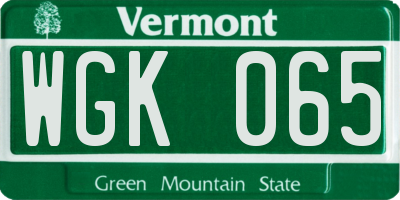 VT license plate WGK065