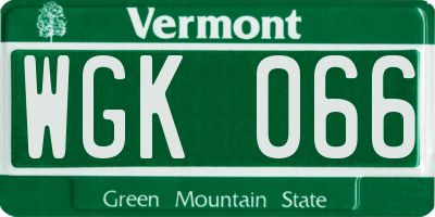 VT license plate WGK066