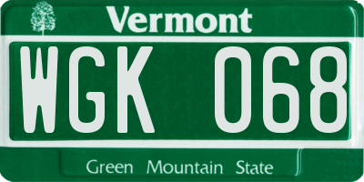 VT license plate WGK068