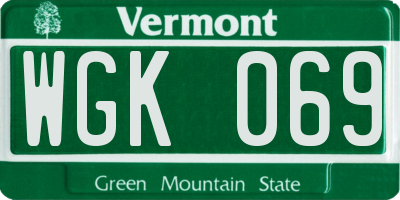 VT license plate WGK069