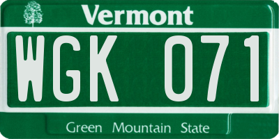 VT license plate WGK071