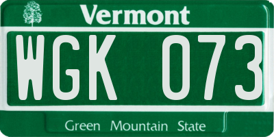 VT license plate WGK073