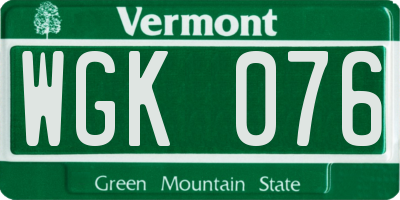 VT license plate WGK076
