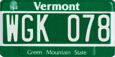 VT license plate WGK078
