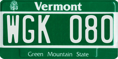VT license plate WGK080