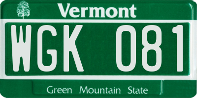 VT license plate WGK081