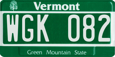 VT license plate WGK082