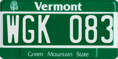 VT license plate WGK083
