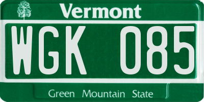 VT license plate WGK085