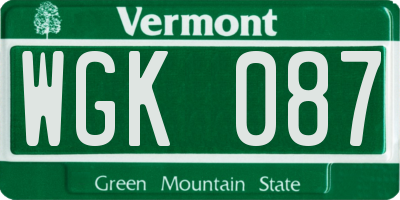 VT license plate WGK087