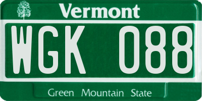 VT license plate WGK088