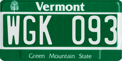 VT license plate WGK093