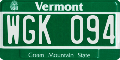 VT license plate WGK094