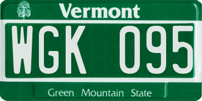 VT license plate WGK095