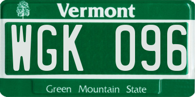 VT license plate WGK096